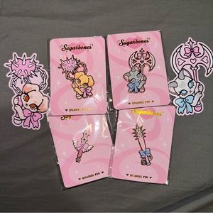 Sugar bones kawaii puppy and cat pin set